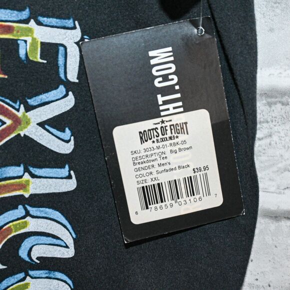 Roots of Fighting Big Brown Breakdown Tee Shirt sunfaded Black size 2XL - Picture 4 of 10